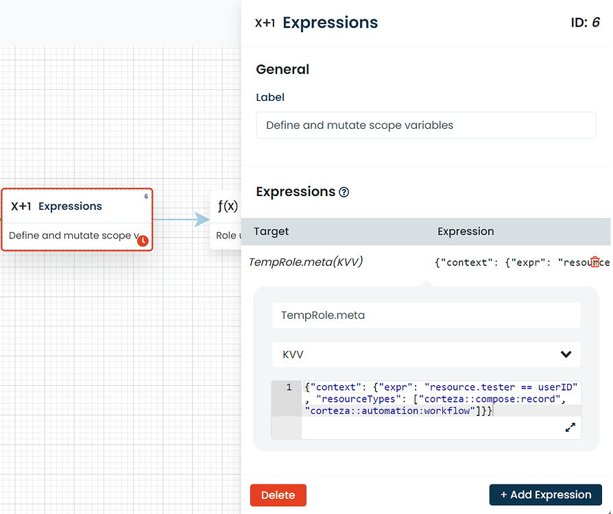 Workflow - Update Security role contextual expression - Workflows - Corteza