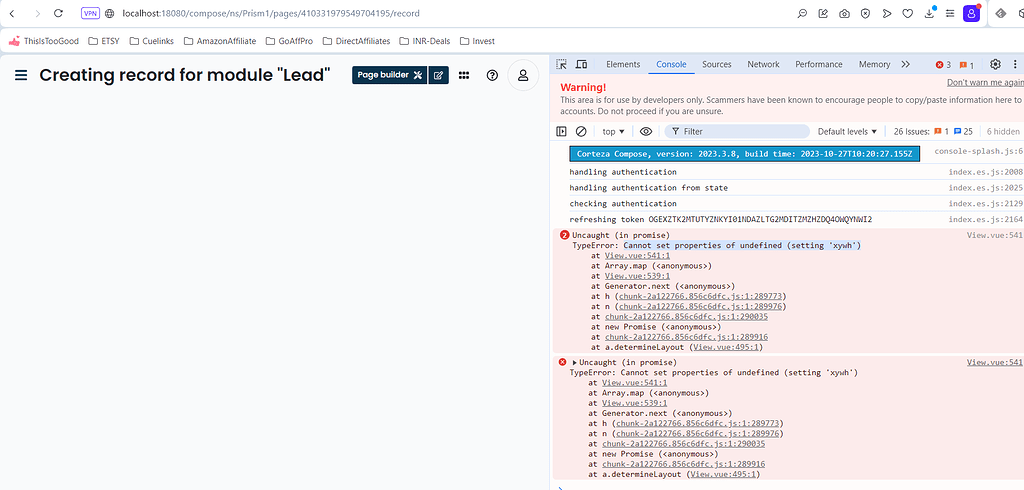 When adding Record form does not load completely - Corteza