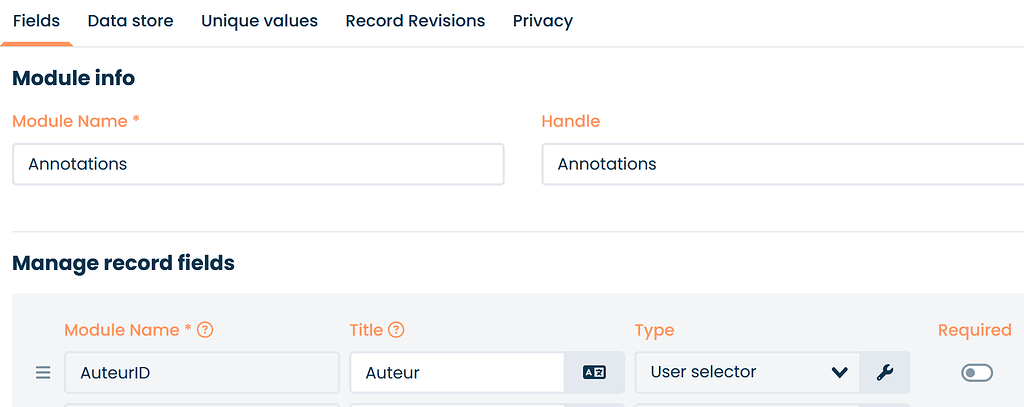 Module field creation label - 🧩 Low-Code Development - Corteza